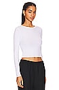 view 2 of 4 Silk Rib Cropped Long Sleeve Crew in White