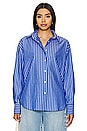 view 1 of 4 Poplin Long Sleeve Shirt in Blue & White