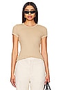 view 1 of 4 Scallop Edge Pointelle Cap Sleeve in Tan