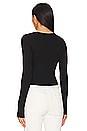 view 3 of 4 Silk Knit Long Sleeve Tuck Top in Black
