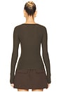 view 3 of 4 Silk Sweater Rib Long Sleeve Crew in Army Green