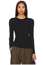 view 1 of 4 Cashmere Cotton Pointelle Long Sleeve Crew in Black