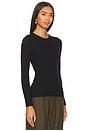 view 2 of 4 Cashmere Cotton Pointelle Long Sleeve Crew in Black