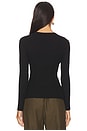 view 3 of 4 Cashmere Cotton Pointelle Long Sleeve Crew in Black