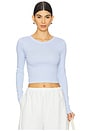 view 1 of 4 Supima Baby Long Sleeve Cropped Top in Light Blue
