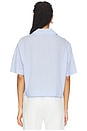 view 3 of 5 Cropped Short Sleeve Shirt in Light Blue & White Stripe