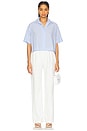 view 4 of 5 Cropped Short Sleeve Shirt in Light Blue & White Stripe