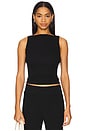 view 1 of 4 Silk Knit Sleeveless Boatneck Top in Black