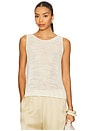 view 1 of 4 Linen Open Knit Tank Top in White