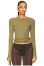 view 1 of 4 ТОП С ДЛИННЫМИ РУКАВАМИ И КРУГЛЫМ ВЫРЕЗОМ ИЗ ШЕЛКОВОГО ТРИКОТАЖА in Olive Stone