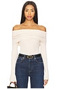 view 1 of 4 Silk Rib Long Sleeve Off-shoulder Top in Fawn