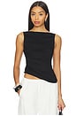 view 1 of 4 Sleeveless Draped Boatneck Top in Black