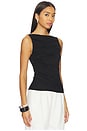 view 2 of 4 Sleeveless Draped Boatneck Top in Black