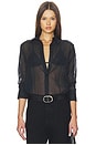 view 1 of 4 Cotton Organza Fitted Shirt in Black