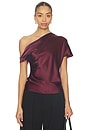 view 1 of 5 BLUSA DRAPEADA DE SATÉN DE SEDA in Carmine