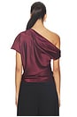 view 4 of 5 BLUSA DRAPEADA DE SATÉN DE SEDA in Carmine
