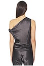 view 4 of 5 Satin Bias Off-shoulder Top in Gunmetal