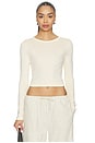 view 1 of 4 Supima Baby Rib Long Sleeve Cropped Top in Flan