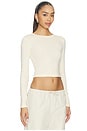 view 2 of 4 Supima Baby Rib Long Sleeve Cropped Top in Flan