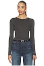 view 1 of 4 Supima Baby Rib Long Sleeve Cropped Top in Slate