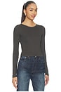 view 2 of 4 Supima Baby Rib Long Sleeve Cropped Top in Slate