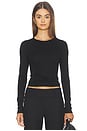 view 1 of 4 Fine Supima Cotton Long Sleeve Crew in Black