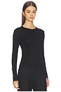 view 2 of 4 Fine Supima Cotton Long Sleeve Crew in Black