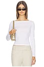 view 1 of 4 Fine Supima Cotton Long Sleeve Boatneck in White