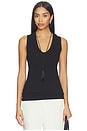 view 1 of 4 Textured Rib Sleeveless U Top in Black