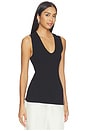 view 2 of 4 Textured Rib Sleeveless U Top in Black