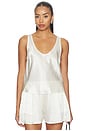 view 1 of 4 DÉBARDEUR ÉCHANCRÉ EN U SILK SATIN U TANK in Off White
