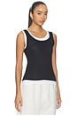 view 2 of 4 Tissue Jersey Layered Tanks in Black & White