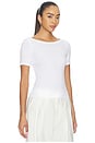 view 2 of 4 Supima Cotton Bateau Tee in White