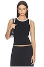 view 1 of 4 Cotton Ringer Tank in Black & White