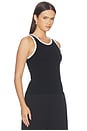 view 2 of 4 Cotton Ringer Tank in Black & White