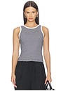 view 1 of 5 Cotton Mini Stripe Tank in Black & White Mini Stripe