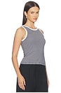 view 2 of 5 Cotton Mini Stripe Tank in Black & White Mini Stripe