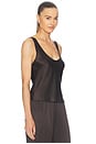 view 2 of 4 Silk Satin U Tank in Olive Bronze