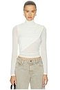 view 1 of 5 Sheer Cashmere Jersey Bandana Turtleneck Top in Off White