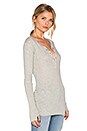 view 2 of 5 Cashmere Long Sleeve Henley Top in Light Heather Grey