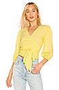 view 1 of 4 Puff Sleeve Wrap Top in Lemongrass