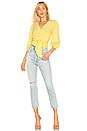 view 5 of 4 Puff Sleeve Wrap Top in Lemongrass