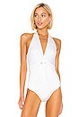 view 2 of 5 Front Knot Halter Bodysuit in White