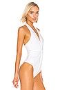 view 3 of 5 Front Knot Halter Bodysuit in White