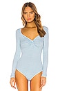 view 2 of 5 X REVOLVE Silk Rib Front Knot Long Sleeve Bodysuit in Ice Blue