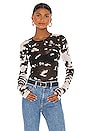 view 1 of 4 Cotton Mesh Long Sleeve Crew Top in Black Ionic