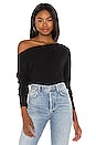view 1 of 4 Cashmere Cuffed Off Shoulder Long Sleeve Top in Black