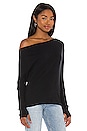 view 2 of 4 Cashmere Cuffed Off Shoulder Long Sleeve Top in Black