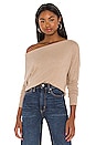 view 1 of 4 Cashmere Cuffed Off Shoulder Long Sleeve Top in Khaki