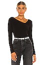 view 1 of 4 Brushed Supima Cotton Asymmetrical Neck Long Sleeve Top in Black